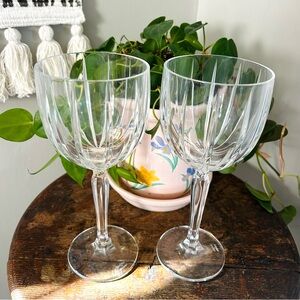Pair Marquis by Waterford Omega Crystal Wine Glass Water 8.5"